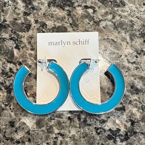 NWT Marlyn Schiff turquoise hoop earrings